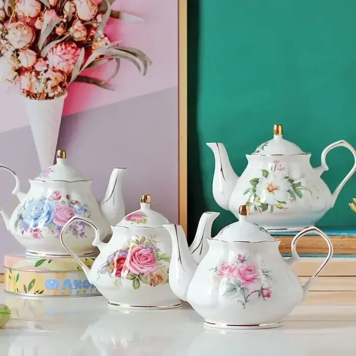 Noble Bone China 500ML théière camélia rose Pot café ensemble maison qualité haute porcelaine bouilloire fête pichet