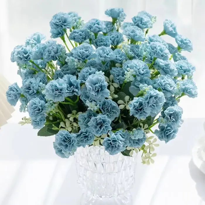 Fleurs artificielles 5 fourches 15 têtes petite œillet pour décoration d'arche de mariage