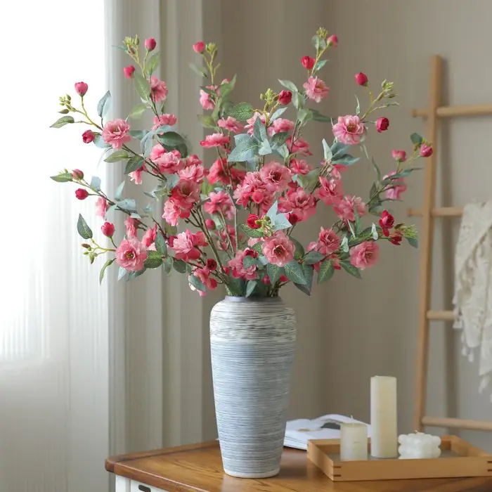 Camélia fleur artificielle grande avec fausses feuilles