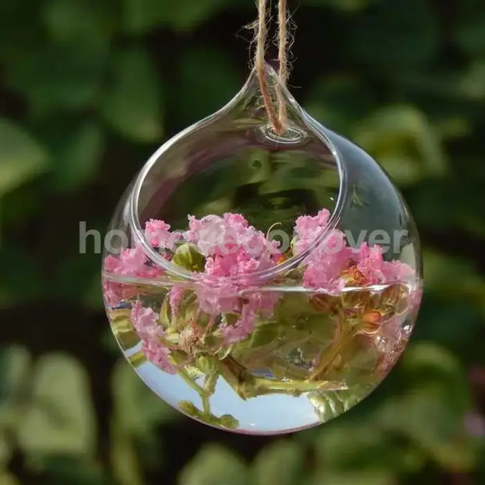 Vase en verre transparent pour plantes à fleurs, pot de bouteille, décor de boule de jardin de maria