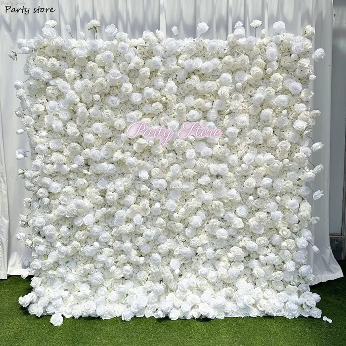 Mur de Fleurs Artificielles Blanches 5D