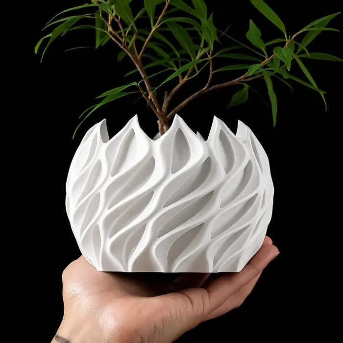 Pot de fleur imprimé en 3D, Design de Texture biodégradable – Jardinières modernes pour intérieur et