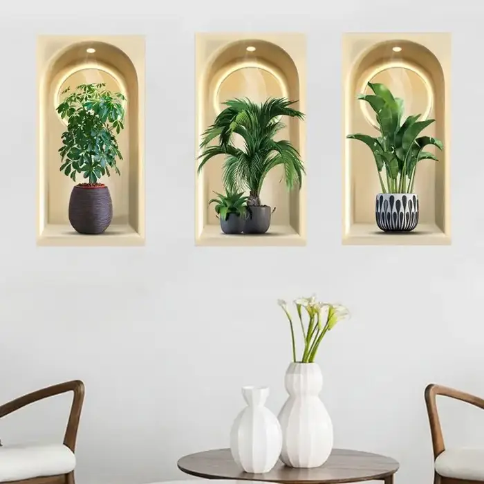 Autocollants muraux de plantes aquarelle 3D