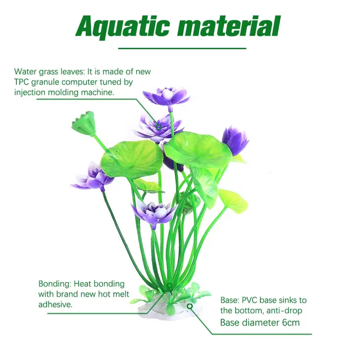 Plantes de Lotus artificielles pour Aquarium, décoration d'aquarium, aménagement paysager, ornements d'herbe d'eau, simulation de fleurs aquatiques, fournitures de plantes