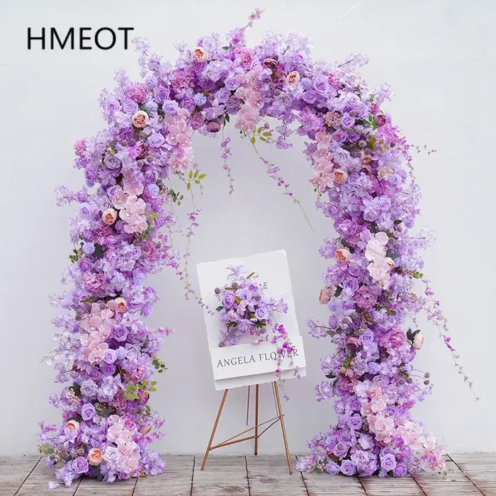 H8645 Rose violette fleur de cerisier décor d'arc de mariage Arrangement Floral signe