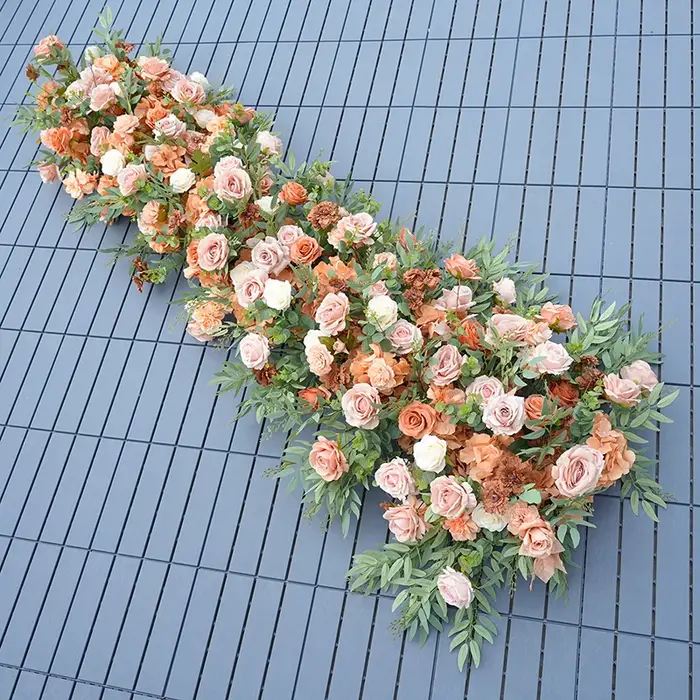 Rose marron Rose verdure fleur rangée décor arc cadre église mariage toile de fond Arrangement Floral en plein air événement scène accessoires H8787