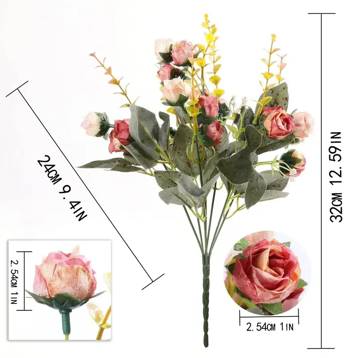 Rose fleurs artificielles fleur de soie avec tiges fausses fleurs Bouquet pièce maîtresse pour Table