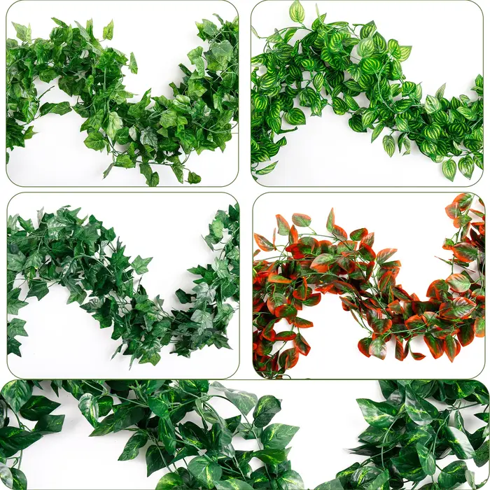 Guirxiété de Feuilles de Lierre Artificielles en Rotin