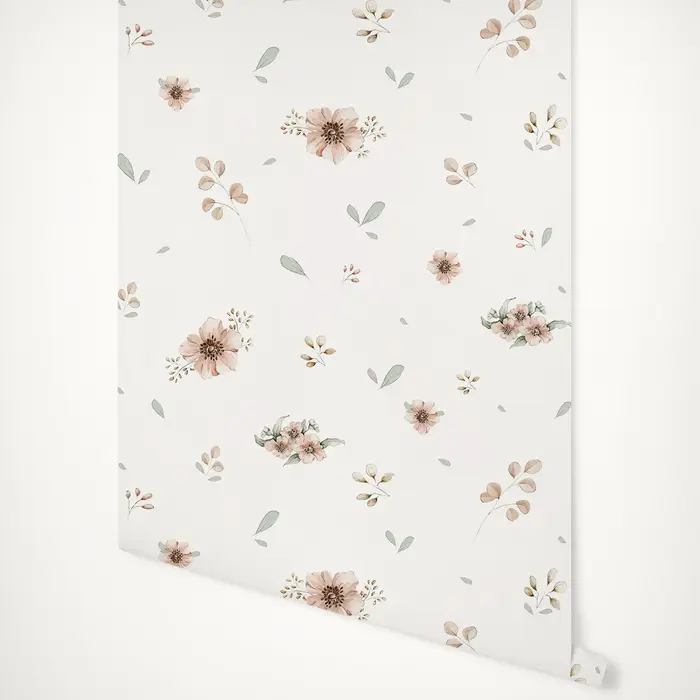 FLOPackets MINI obstruLPAPER, papier peint floral rose doux, fleurs en fleurs papier peint dans la l