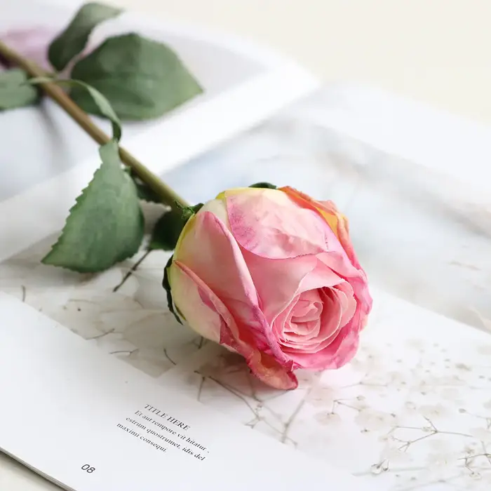 Rose hydratante au feu rôti, fleur artificielle, accessoires de mariage, arrangement floral, faux bo