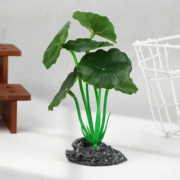Plantes d'aquarium artificielles, feuilles flottantes réalistes, tige robuste, Terrariums de Reptile