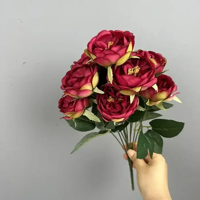 Bouquet de fleurs artificielles pour décoration de centre commercial, fausses plantes, rose artifici