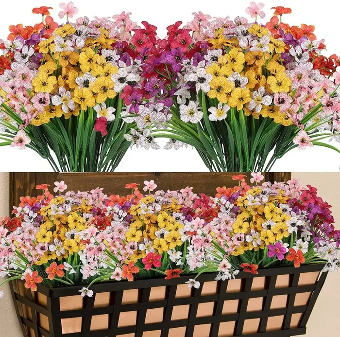 Fleurs artificielles en plastique sans décoloration, fausses plantes pour intérieur, extérieur, mais