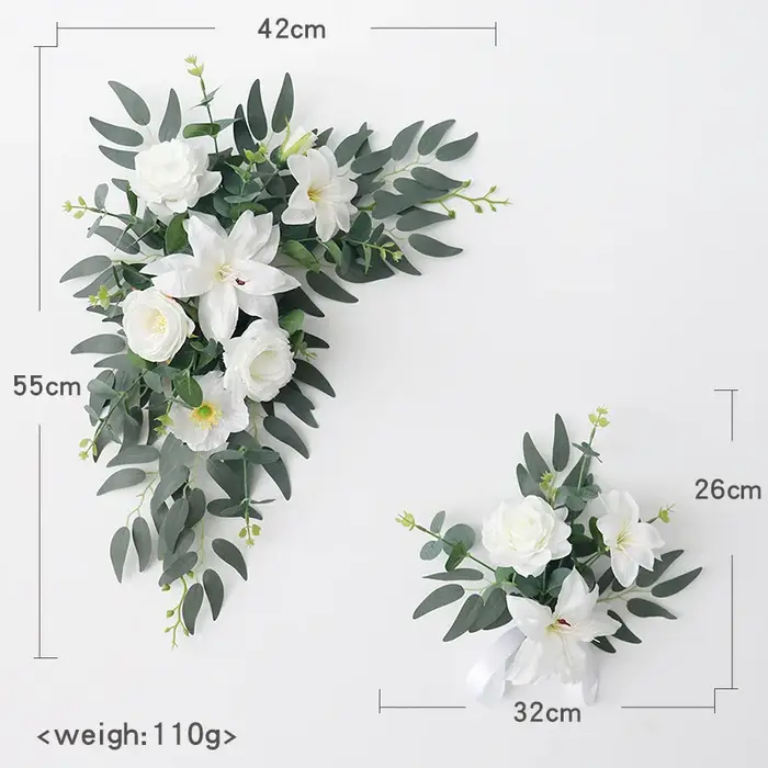 Yannew pays mariage bienvenue signe fleurs guirlande arc artificiel fleur Eucalyptus Swag pour fête 