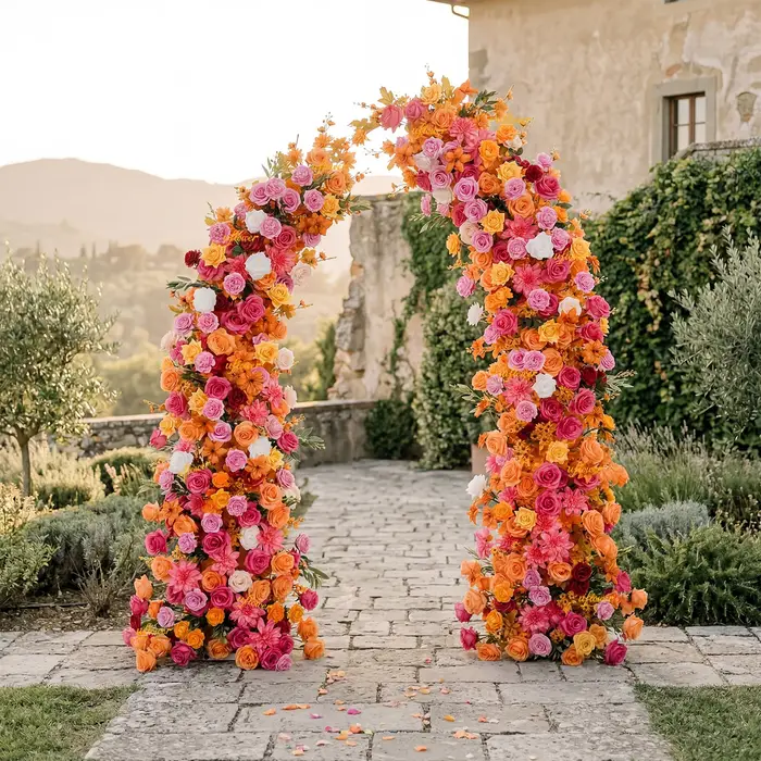 Arche de fleurs artificielles Uflower Orchid Red pour mariage