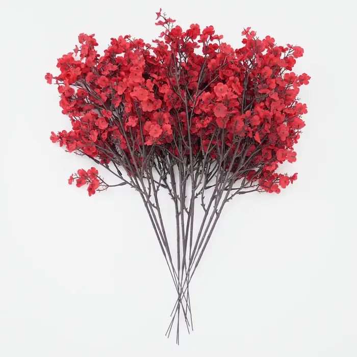 Branche de fleurs de gypsophile rouge romantique pour la décoration de table à la maison