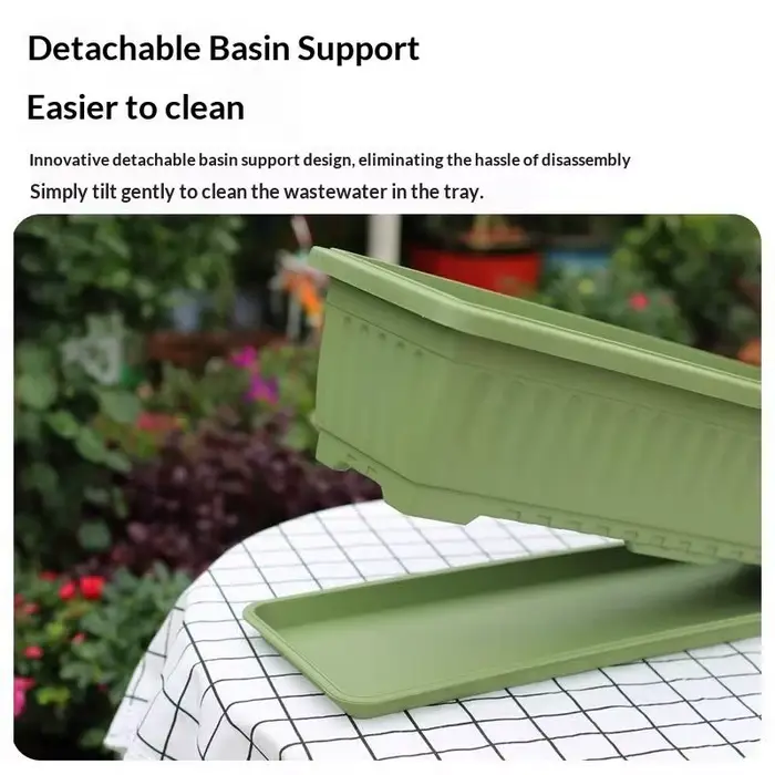 Pot de fleurs rectangulaire en plastique pour plantes d'intérieur et d'extérieur