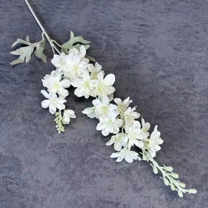 Nouvelles Grandes Fleurs Artificielles de Delphinium à 2 Branches, Fleurs Artificielles en Soie Floq