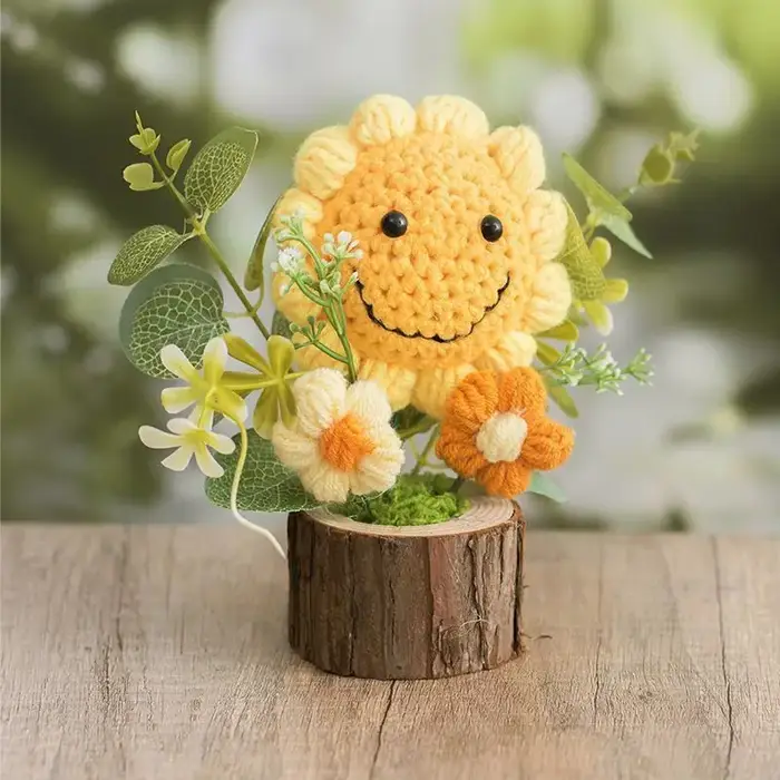 Fleurs de tournesol au crochet faites à la main, cadeau d'accompagnement émotionnel pour femmes, cad