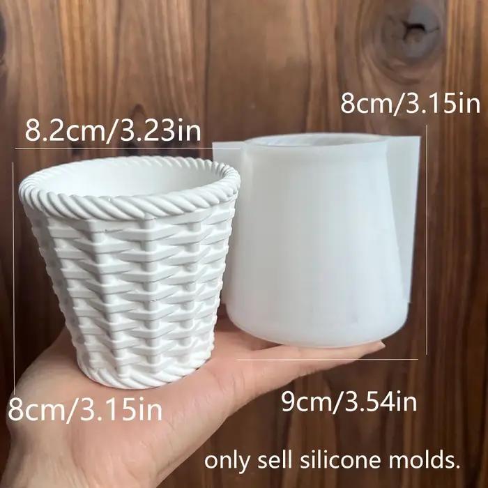 Panier tissé Pot de fleur, moule en résine époxy, Vase en plâtre, porte-stylo, bougie en béton, tass