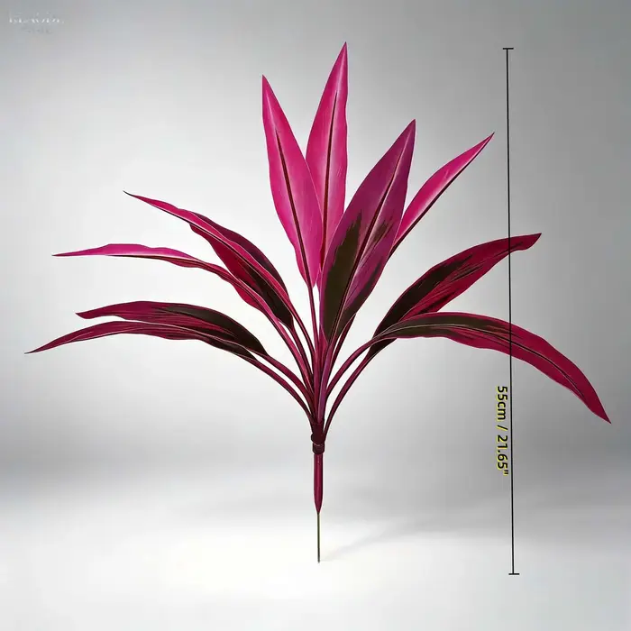2/3/8 pièces de feuilles de Cordyline Fruticosa artificielles réalistes