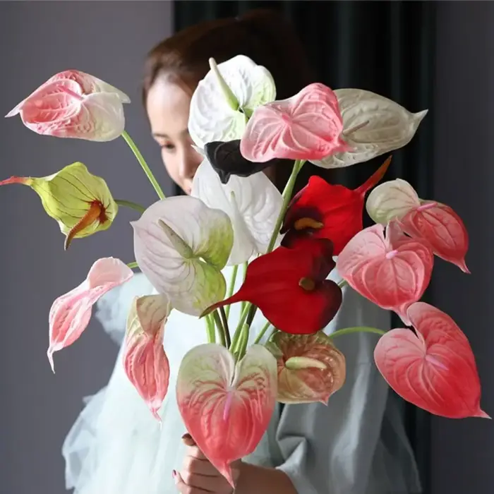 Bouquet de fleurs de lys d'anthroium artificiels de 24 pouces