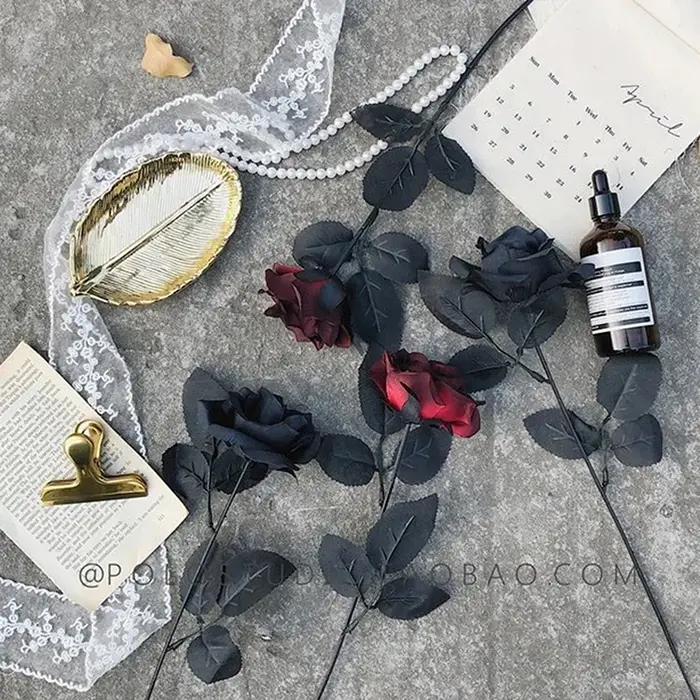 Rose noire gothique fleurs artificielles