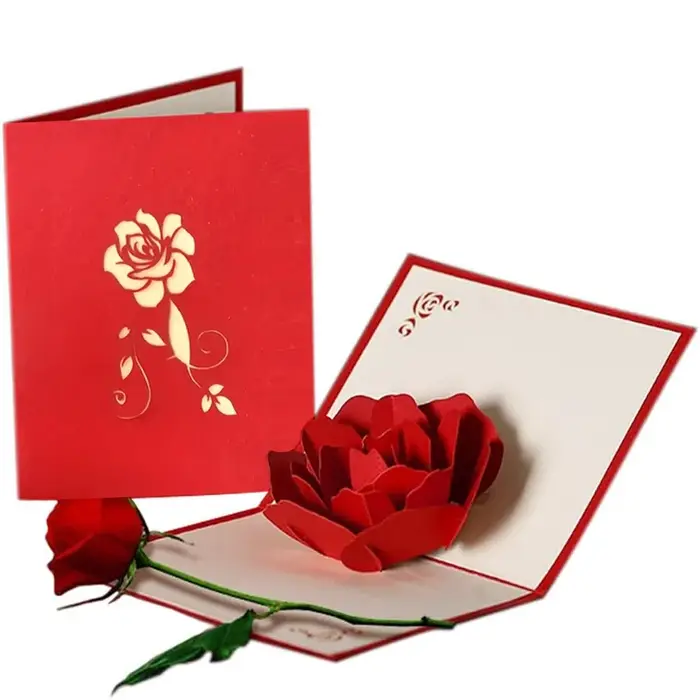 Carte pop-up Rose 3D, carte de Saint-Valentin