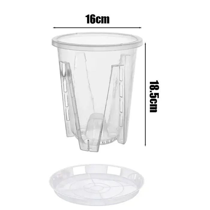 Pot de fleurs en plastique PP transparent respirant avec trous d'aération pour orchidées