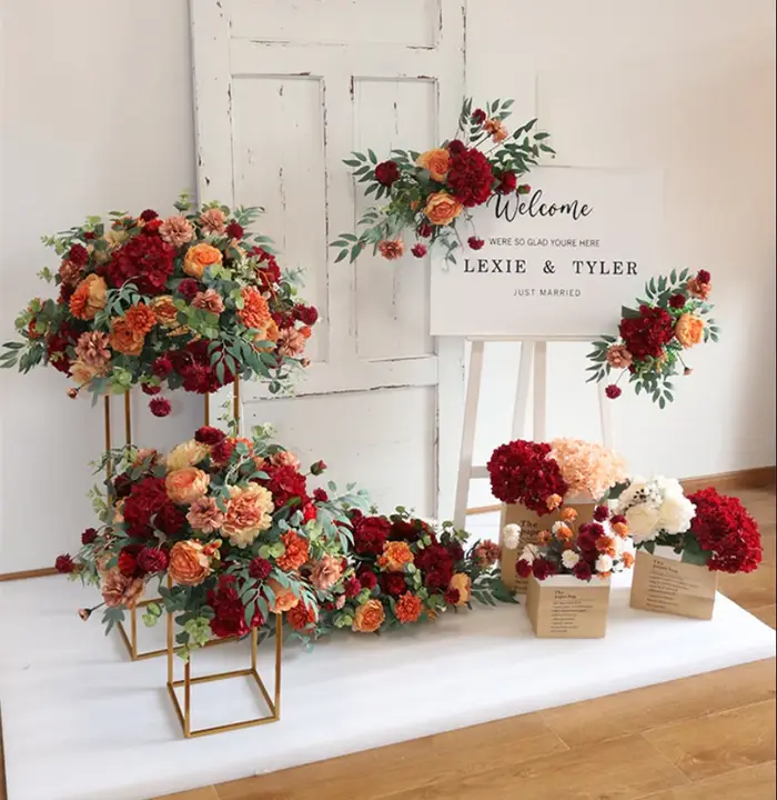 Fleurs artificielles pour décoration de mariage, scène de fête, fleurs de coin, toile de fond, décoration de maison, festival, boule florale