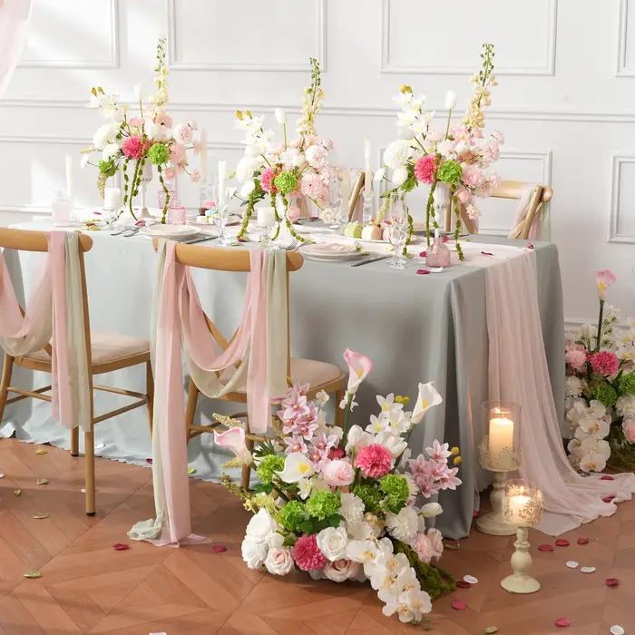 HMEOT Fleur artificielle H9150 Dahlia rose et verte