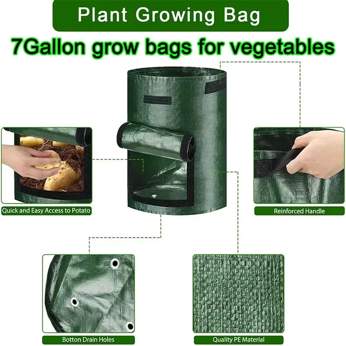Sac de culture rond en PE vert foncé respirant pour plantes