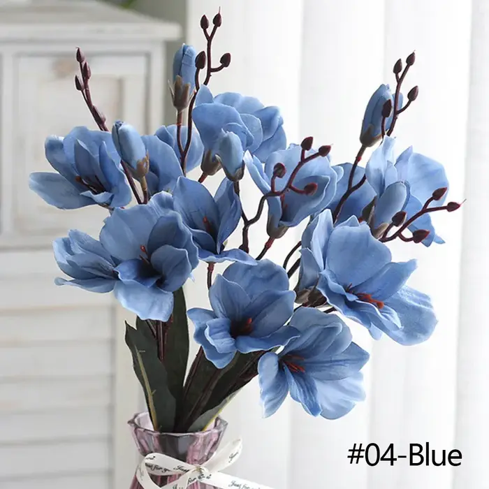 Branche de Magnolia en soie 3D, fleurs artificielles, fausse fleur de haute qualité pour décoration 