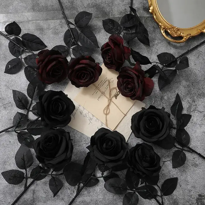 Fleurs artificielles Rose bordeaux noir