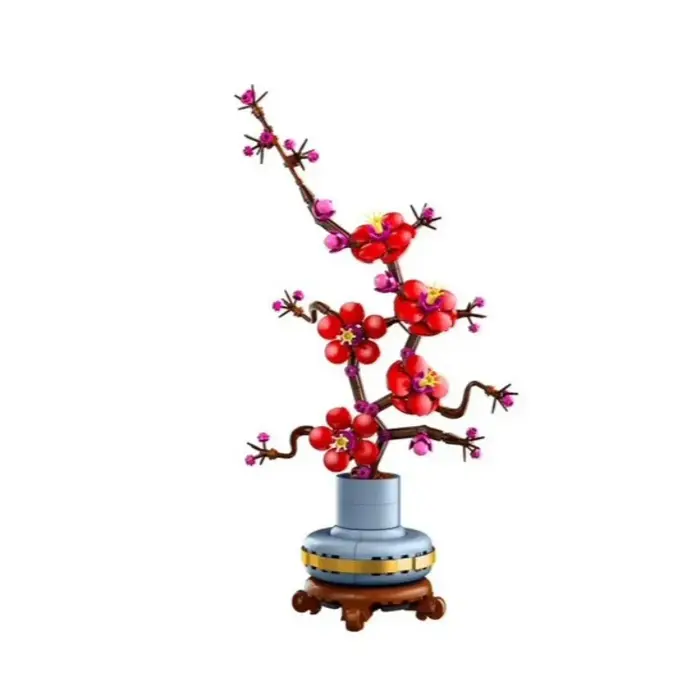 Modèle de fleur de prunier en pot, ornement de bureau et de maison, cadeau idéal pour les amateurs de plantes et les collectionneurs, pour les fêtes et les anniversaires
