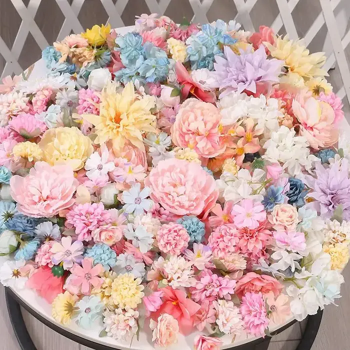 Mélange de fleurs artificielles en soie, plusieurs tailles, fausses fleurs pour décoration de maison, décoration de mariage, vêtements de mariée, guirlande de cadeaux artisanaux DIY