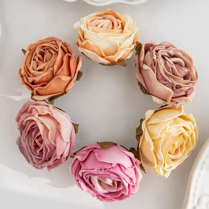 Fleur artificielle bord brûlé Rose mariage bouquet de mariée décor maison saint valentin extérieur jardin arc Festival fête couronne bricolage cadeau