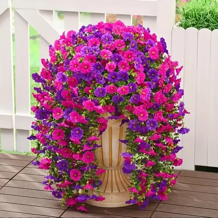 Artificial Morning Glory Hanging Vines – Realistic Outdoor Flowers for Garden Decor