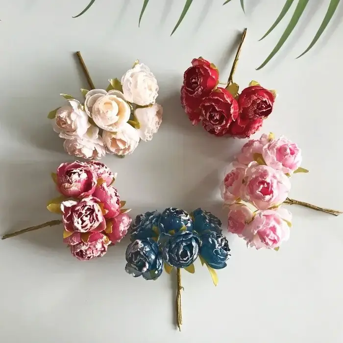 Plante artificielle Roses Bouquet de mariée décoration de Banquet de mariage Scrapbook fleurs à faire soi-même