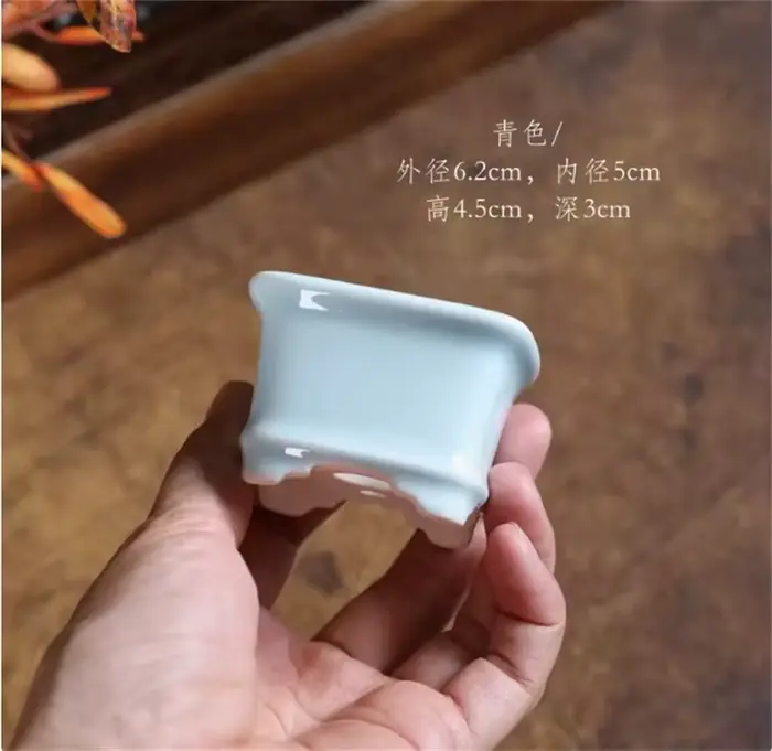 Pot à bonsaï émaillé en céramique, coloré, carré, forme traditionnelle chinoise, décoration de jardi