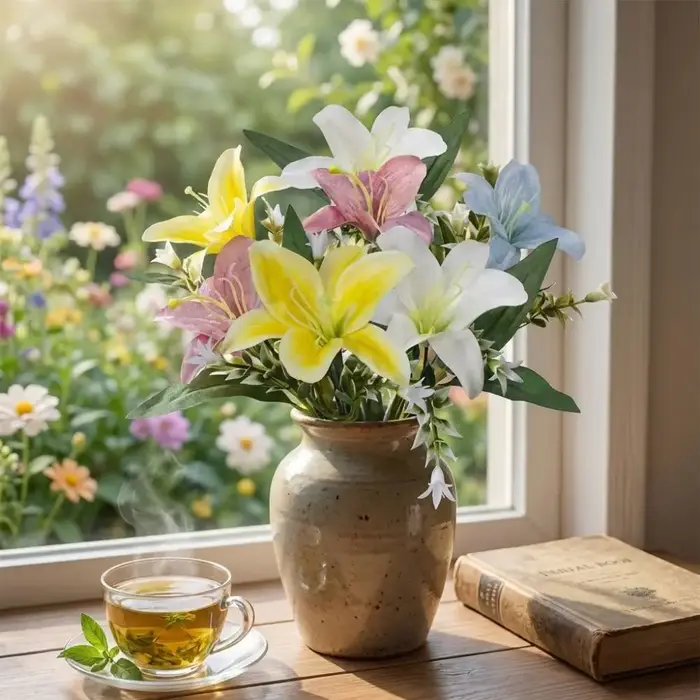 Branche de fleurs artificielles en plastique pour centre de table