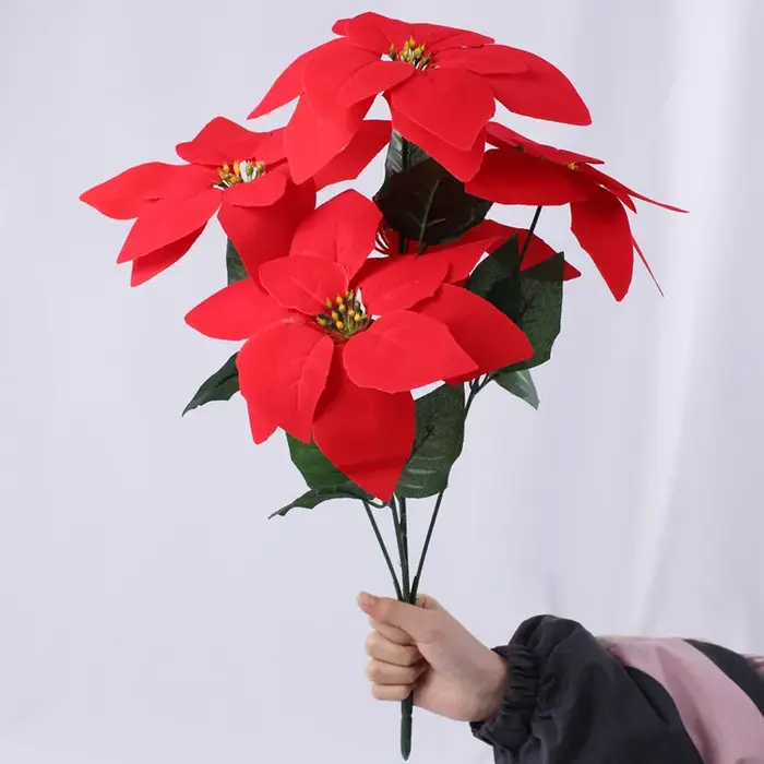 Plantes artificielles pour décoration de Noël, 10/20 pièces, fausses fleurs rouges, décorations pour