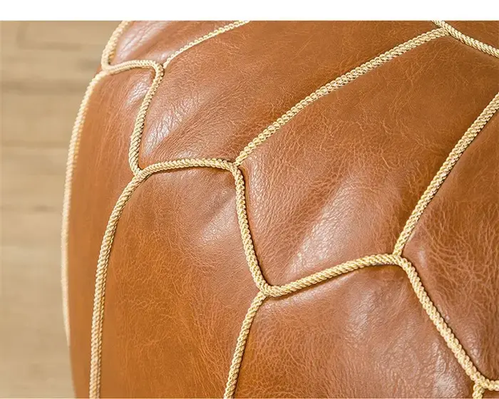 Coussin rond doux en cuir PU, oreiller décoratif marocain, pouf sans noyau, décoration d'intérieur moderne, Un197