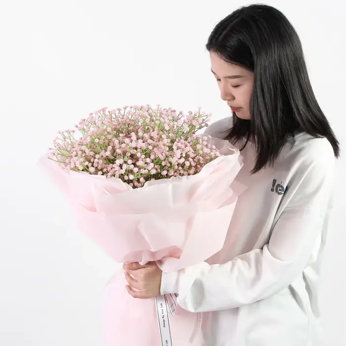 108 têtes blanches bébés souffle fleurs artificielles bricolage Bouquet 60 cm décoration de mariage Arrangement en plastique fausse fleur décor à la maison