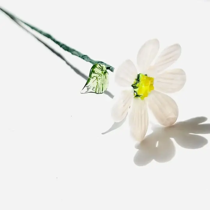 Bouquet en verre fait main, fleurs éternelles colorées et simples, style rétro français, décoration de maison, vase de bureau, cadeau spécial