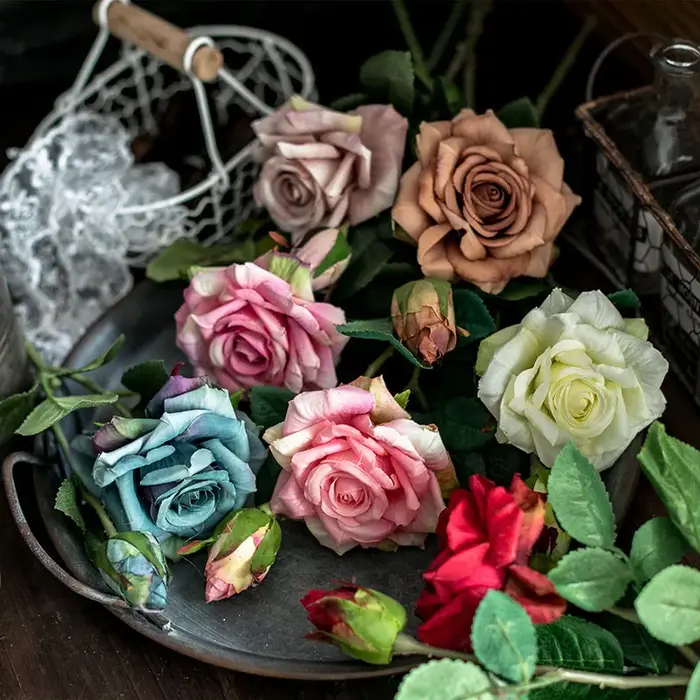 Fleurs artificielles grandes Roses en soie