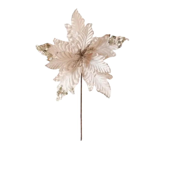 25 cm noël Poinsettia paillettes fleur grand flocage artificiel