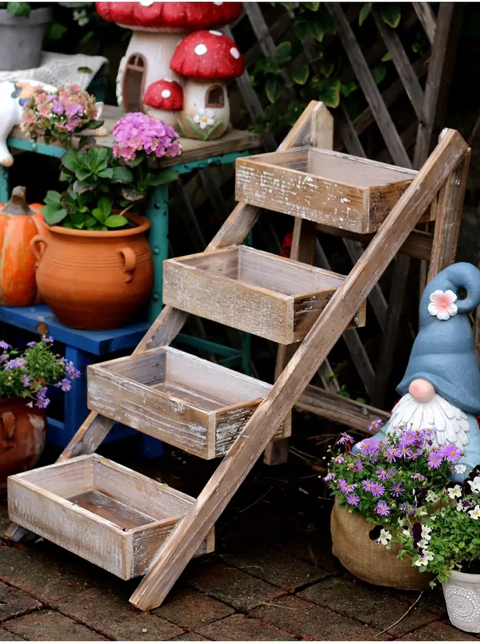 Support pour plantes à plusieurs niveaux en bois, pour l'extérieur, étagère à fleurs sur pied, pour 