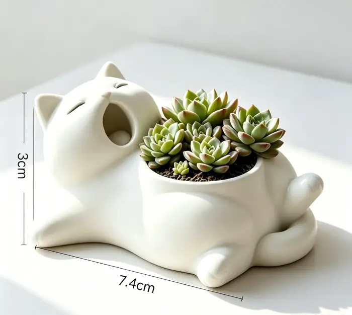 Pot de fleurs chat kawaii, mini-jardinière pour succulentes, vase à plantes en forme d'animal mignon