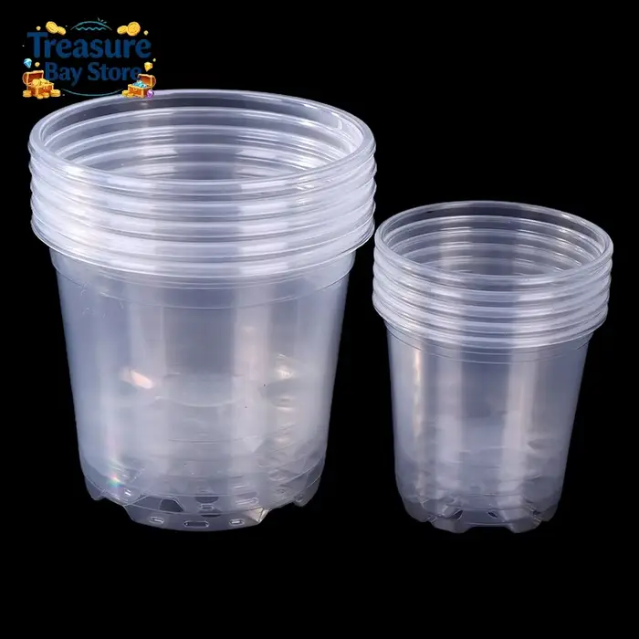 Pot de fleurs en plastique transparent avec trou de drainage